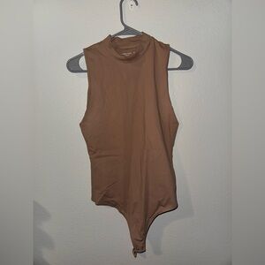 Abercrombie & Fitch Brown Sleeveless Mock Neck Bodysuit